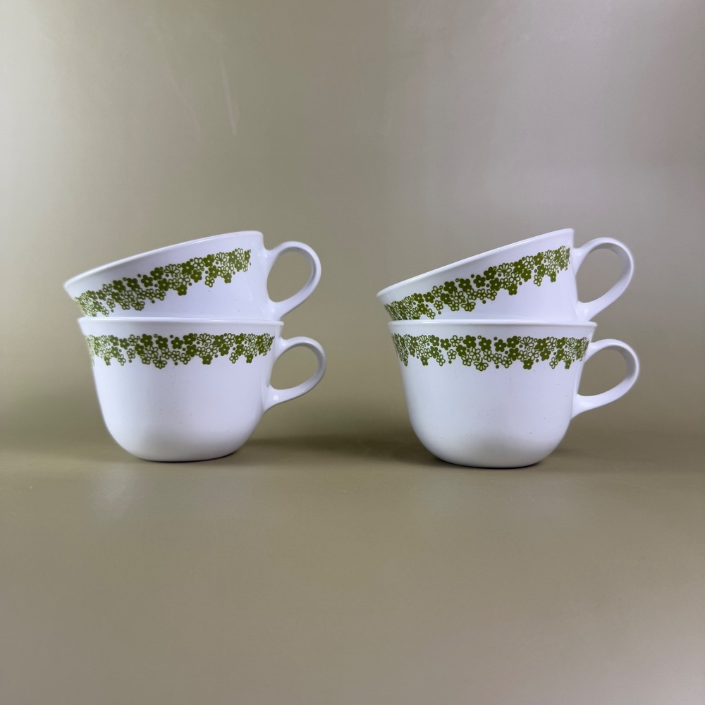 Corelle Spring Blossom Green Coffee Cups | Set of 4 | Made in USA - Picture 8 of 9
